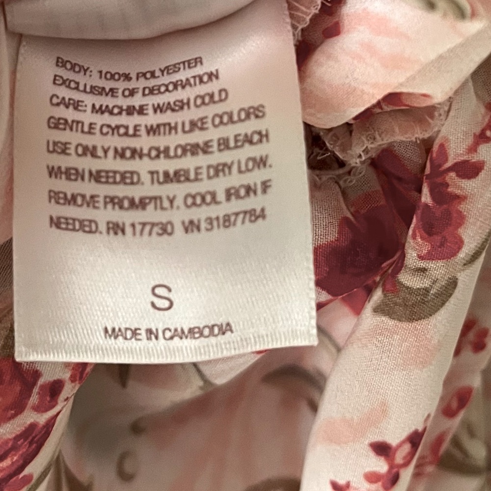 🌸3/$25 Gilligan & O’Malley Pink & Red Floral Babydoll Chemise Nightgown, Size S - Picture 7 of 11